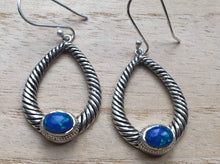 Load image into Gallery viewer, Opal dangly silver earrings Oval