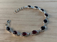 Load image into Gallery viewer, Garnet sterling silver bracelet, Garnet bracelet Oval