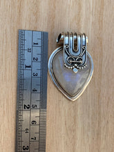 Load image into Gallery viewer, Moonstone silver pendant, Heart shaped  Rainbow Moonstone pendant, Moonstone, Moonstone necklace, Moonstone birthstone