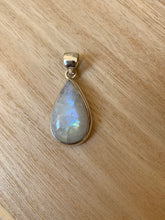 Load image into Gallery viewer, Moonstone silver pendant, Teardrop shaped  Rainbow Moonstone pendant, Moonstone, Moonstone necklace, Moonstone birthstone
