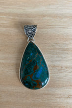 Load image into Gallery viewer, Big Azurite malachite silver pendant, Teardrop azurite malachite pendant, Big azurite malachite necklace