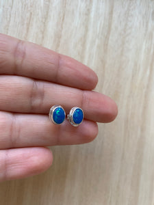 Opal stud silver earrings