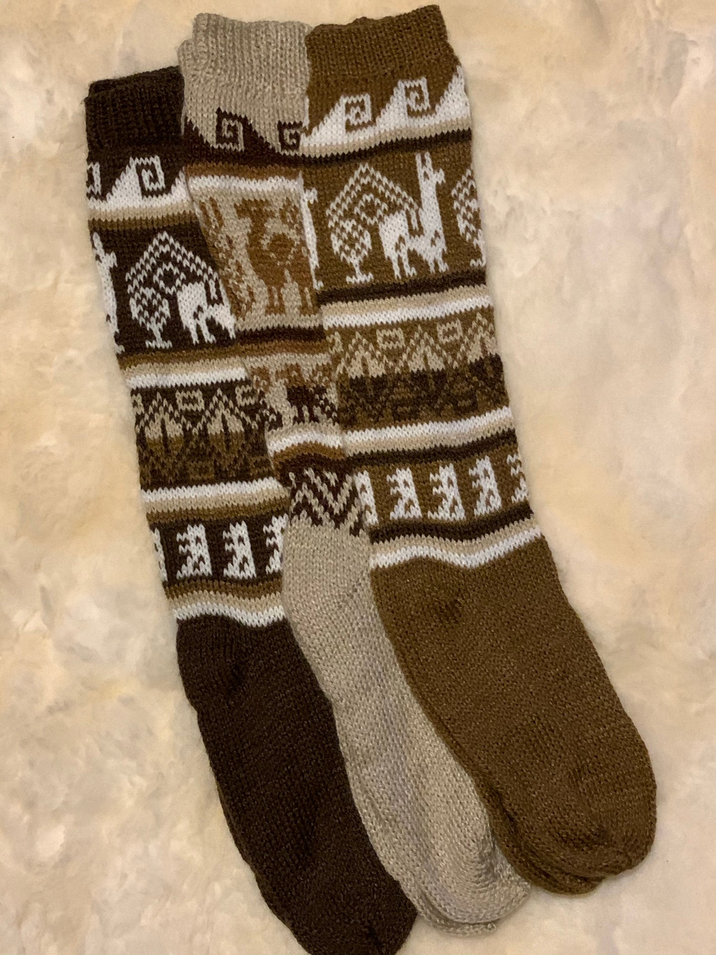 Alpaca socks with llama details
