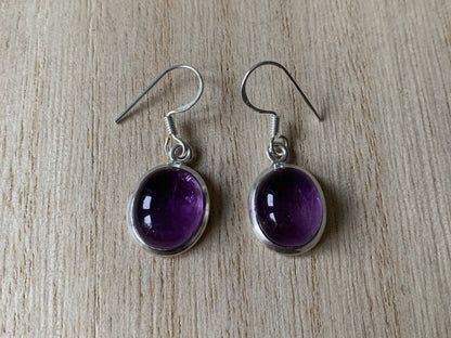 Amethyst sterling silver earrings Oval