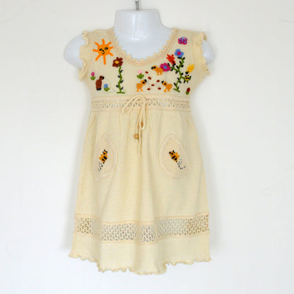 Girls cotton dress, Girl summer dress, Baby summer dress (Hand embroidered 100% organic)