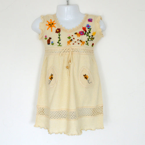 Girls cotton dress, Girl summer dress, Baby summer dress (Hand embroidered 100% organic)
