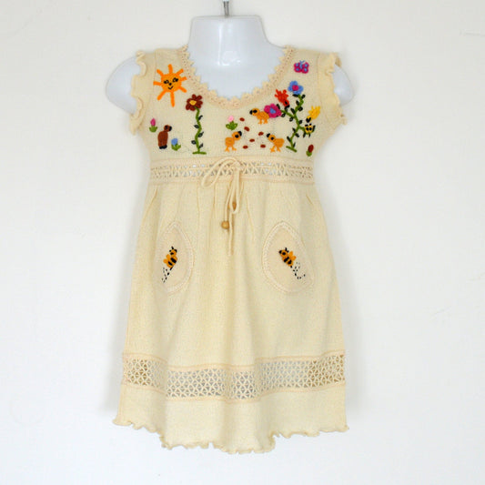Girls cotton dress, Girl summer dress, Baby summer dress (Hand embroidered 100% organic)