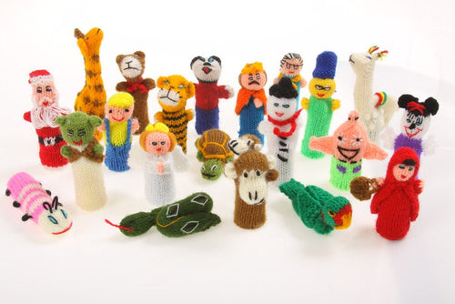 Lot of 25 Hand Knitted Finger Puppets, Advent calenderar fillers, Stockings
