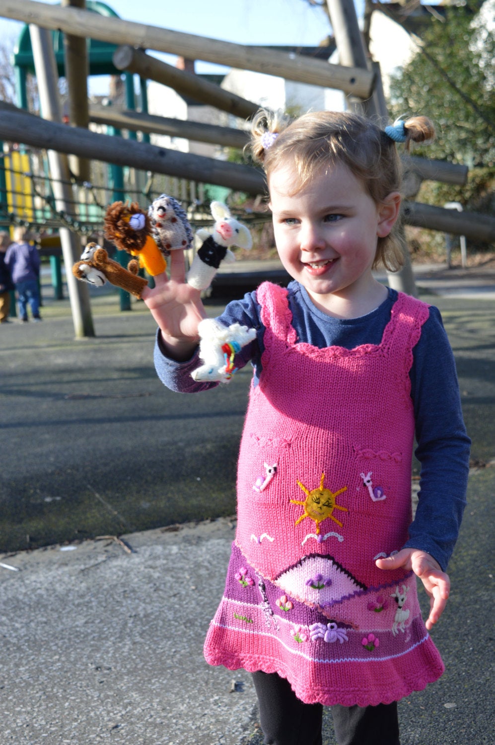 5 Hand Knitted Finger Puppets, Puppets Stocking Fillers
