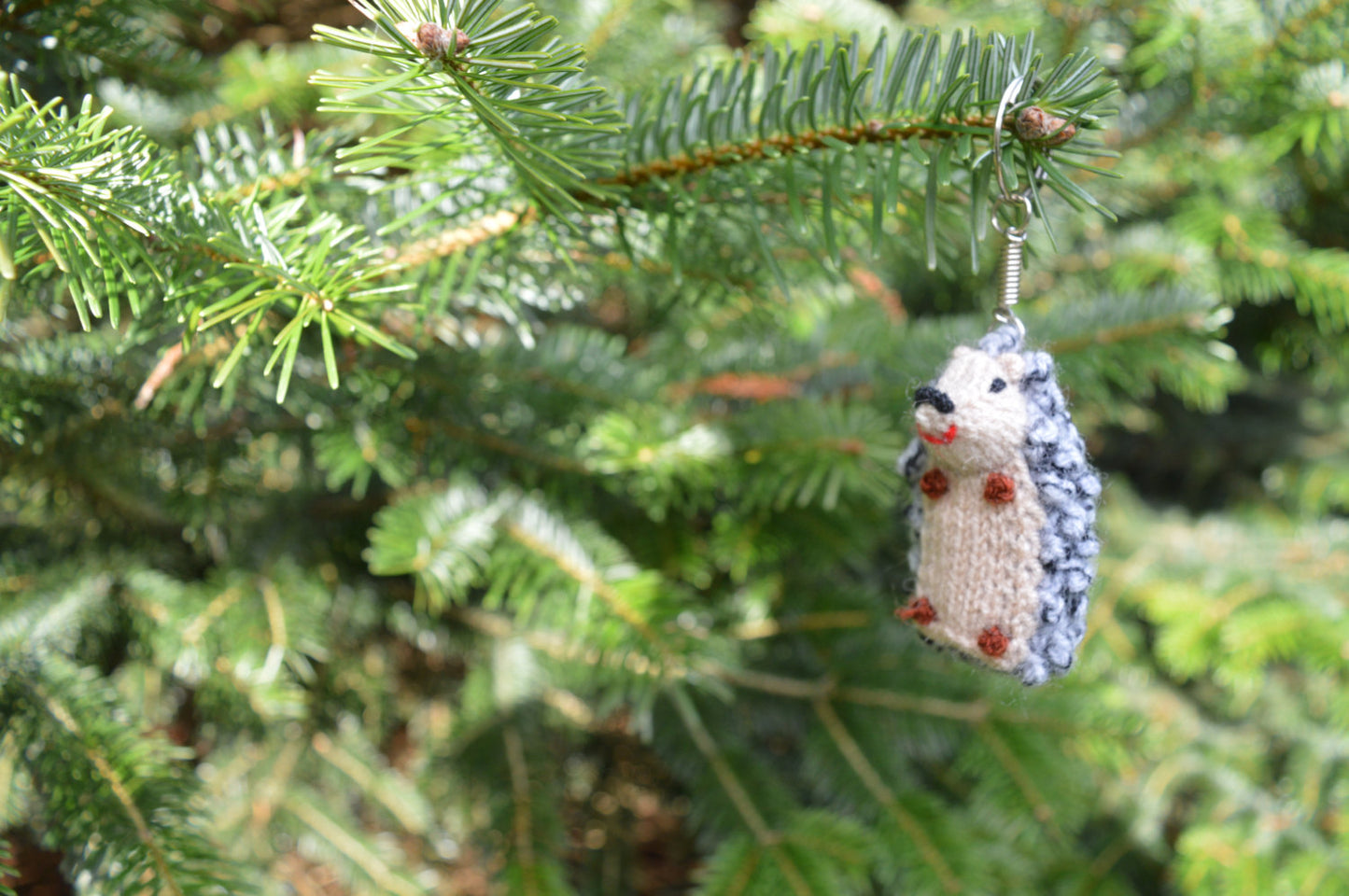 Hedgehog Keyring, Hedgehog Keychain, Hand Knitted Hedgehog, Woodland nursery decor