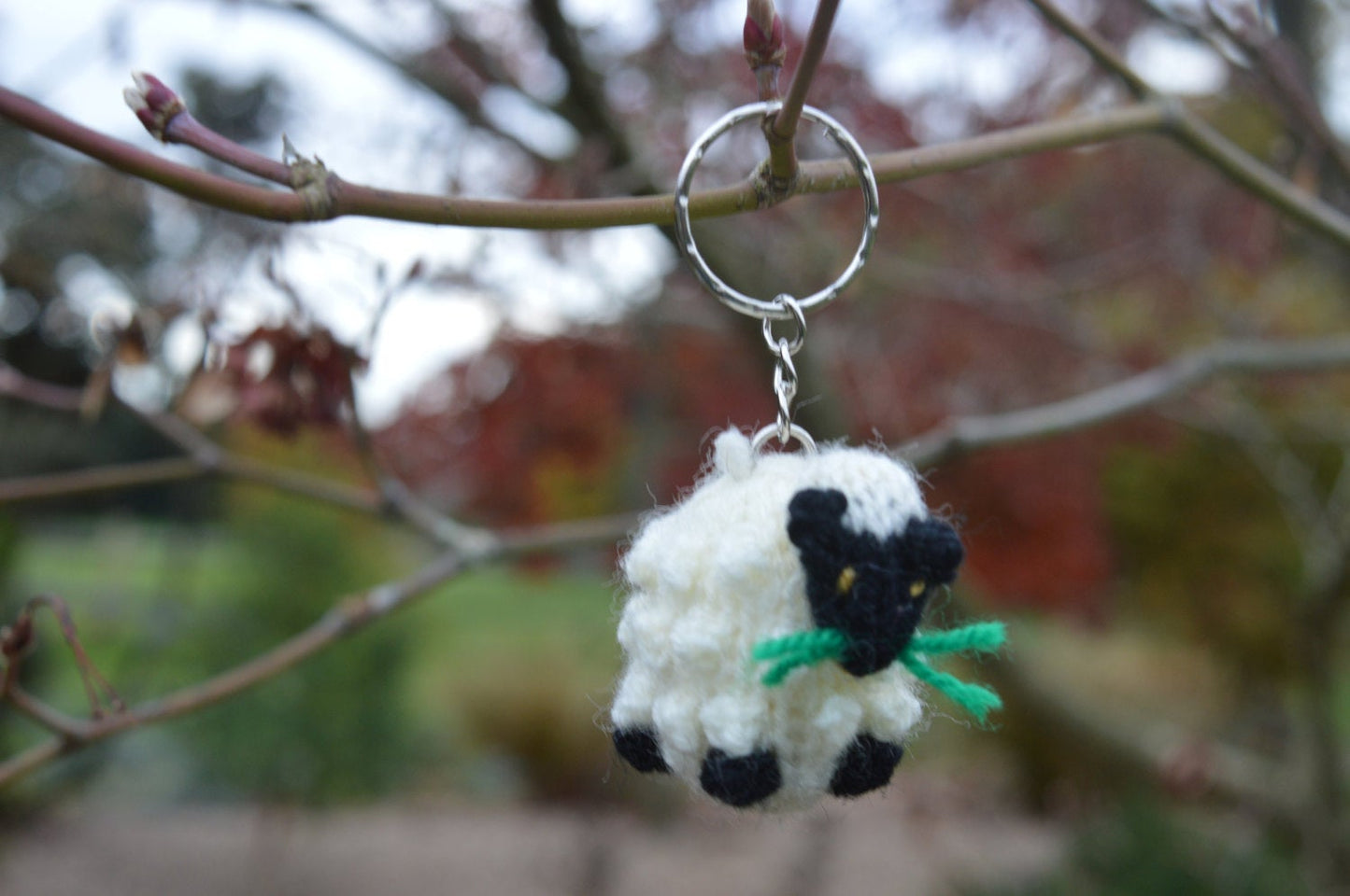 Sheep Keyring, Sheep Keychain, Hand Knitted Sheep, Farm animal