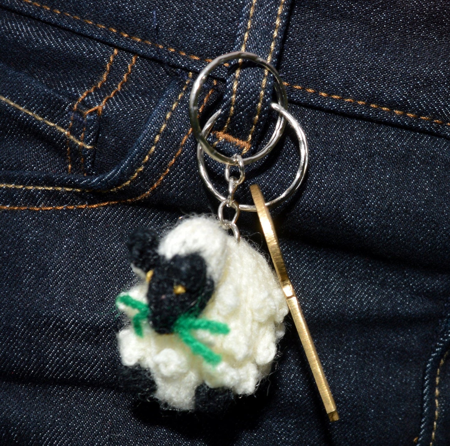Sheep Keyring, Sheep Keychain, Hand Knitted Sheep, Farm animal