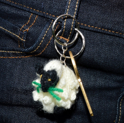 Sheep Keyring, Sheep Keychain, Hand Knitted Sheep, Farm animal