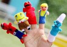 Load image into Gallery viewer, 5 Hand Knitted Finger Puppets, Puppets Stocking Fillers