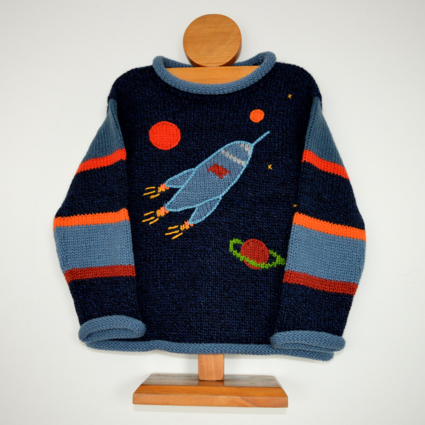 Boy Alpaca Jumper Rocket motif, Boy Sweater/Pullover, Knitted Children Clothing,Toddler Clothing, Fun children clothes, Blue jumper, Toodler