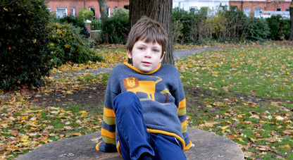 Toddler knit Jumper, Lion motif Sweater, Alpaca Sweater, Knitted boy jumper, Grey lion pullover, Wool boy jumper, Gift for boys