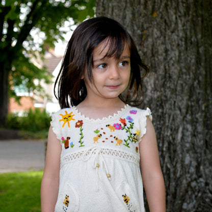 Girl Dress, Summer Girl Dress, Baby summer dress (Hand embroidered 100% organic)