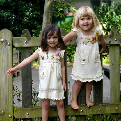 Girls cotton dress, Girl summer dress, Baby summer dress (Hand embroidered 100% organic)