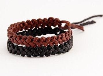 Leather Wristband in Black or Brown