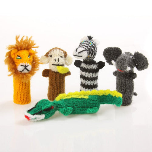 5 Hand Knitted Finger Puppets, Puppets Stocking Fillers