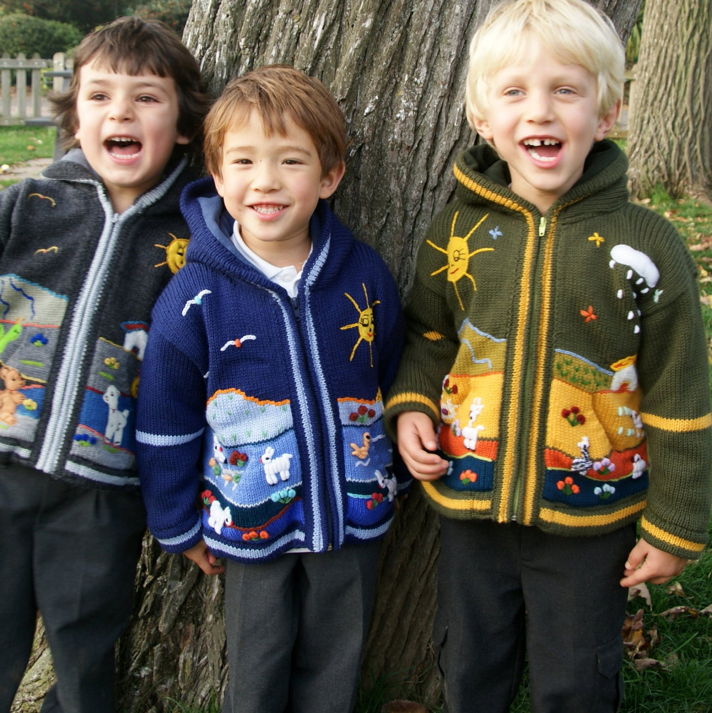 Boy/Baby/Children/Kids Blue fleece lined knitted Cardigan/Sweater/Jacket/Coat with hand embroidered applications