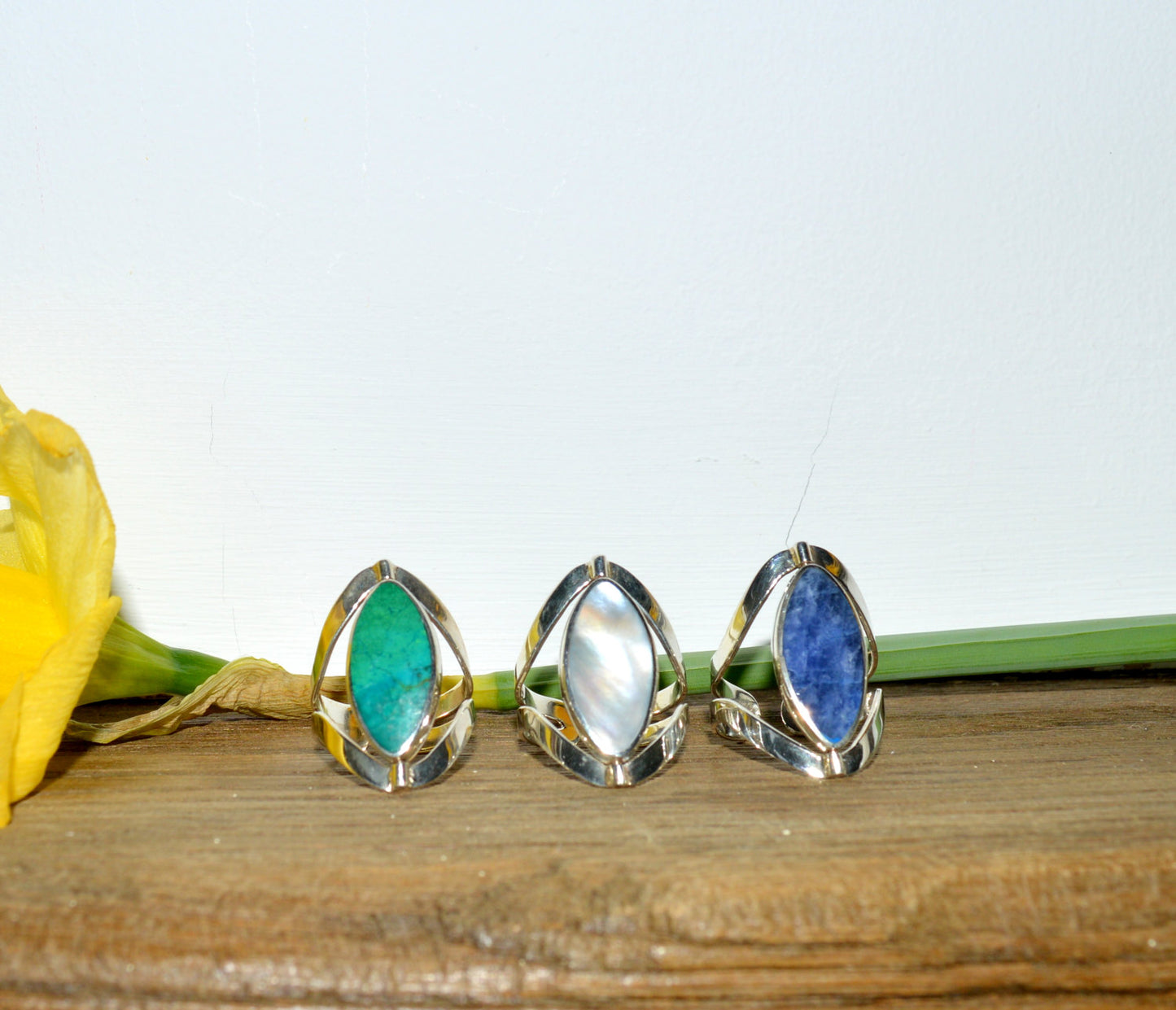 Turquoise Silver ring, Mother of pearl silver ring, Reversible ring, Adjustable silver ring,  Black onix sterling silver ring