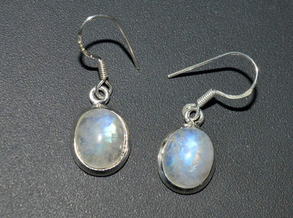 Moonstone silver earrings Oval