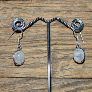 Moonstone silver earrings Oval
