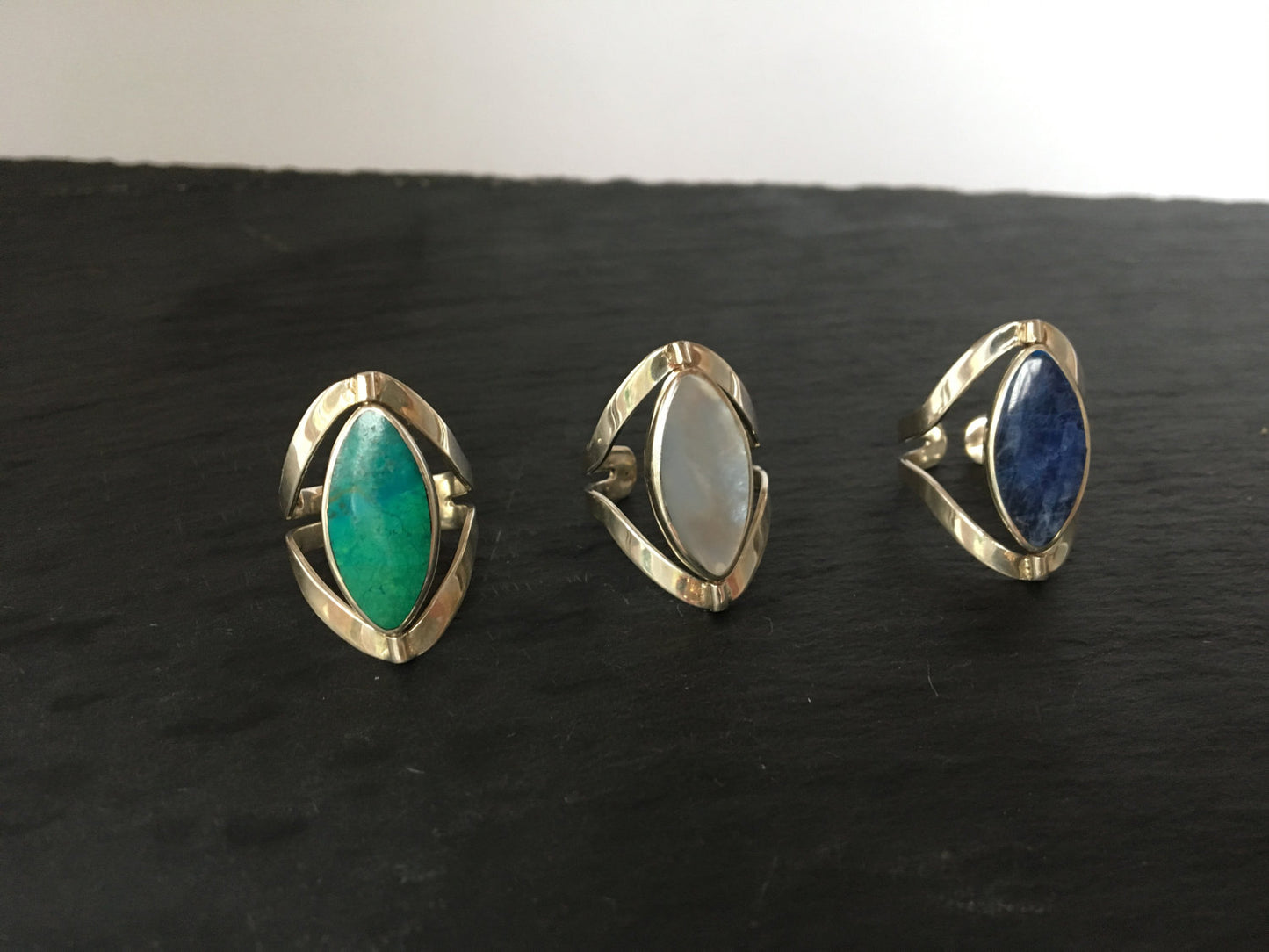 Turquoise Silver ring, Mother of pearl silver ring, Reversible ring, Adjustable silver ring,  Black onix sterling silver ring