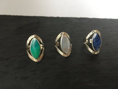 Turquoise Silver ring, Mother of pearl silver ring, Reversible ring, Adjustable silver ring,  Black onix sterling silver ring