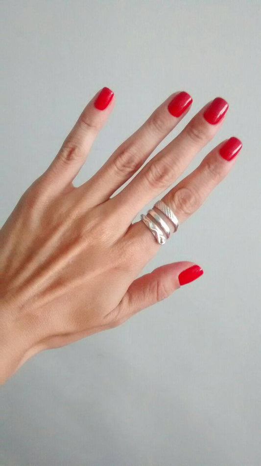 Snake sterling silver ring, Serpent Adjustable Ring, Animal ring, Gift for her,Tribal ring, Boho ring