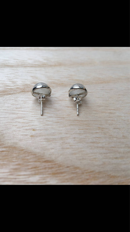 Stud moonstone sterling silver earrings Round