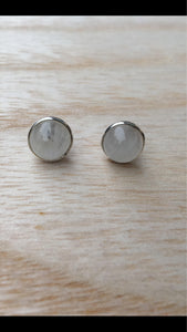 Stud moonstone sterling silver earrings Round