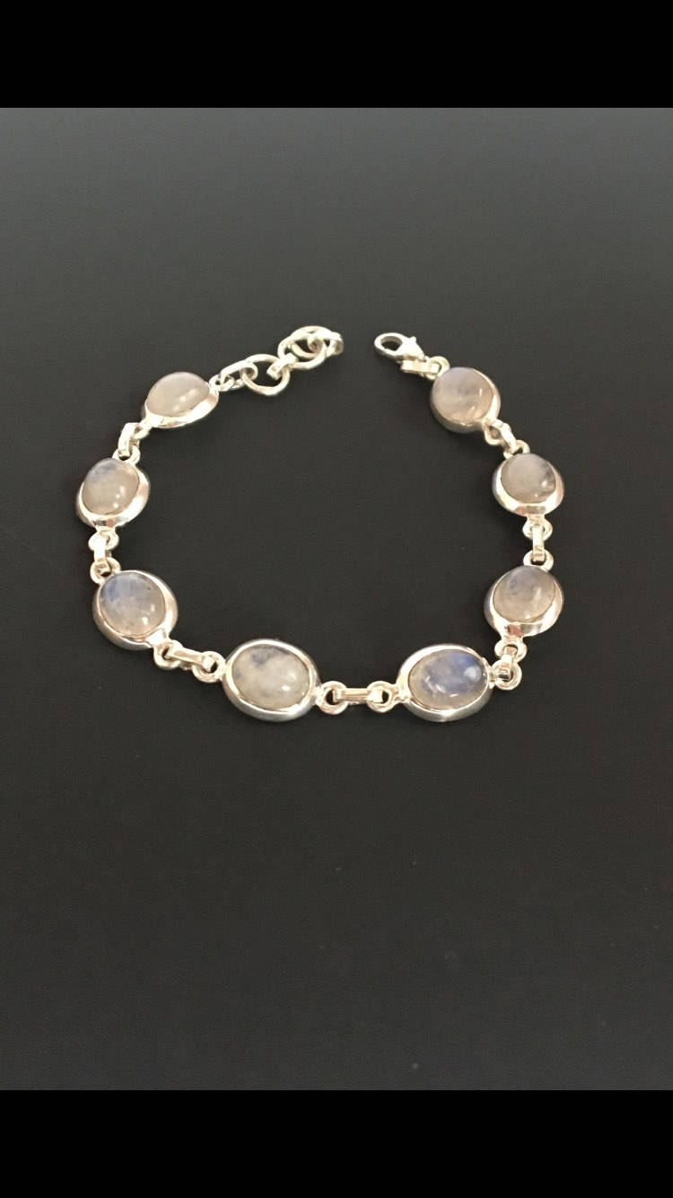 Moonstone sterling silver bracelet Oval