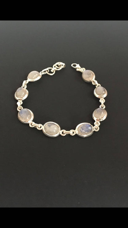 Moonstone sterling silver bracelet Oval