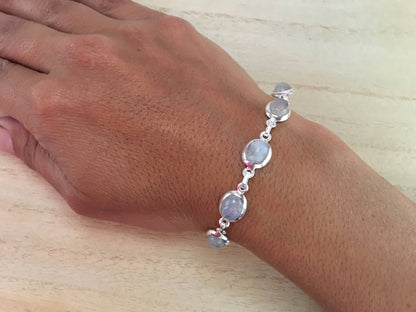 Moonstone sterling silver bracelet Oval