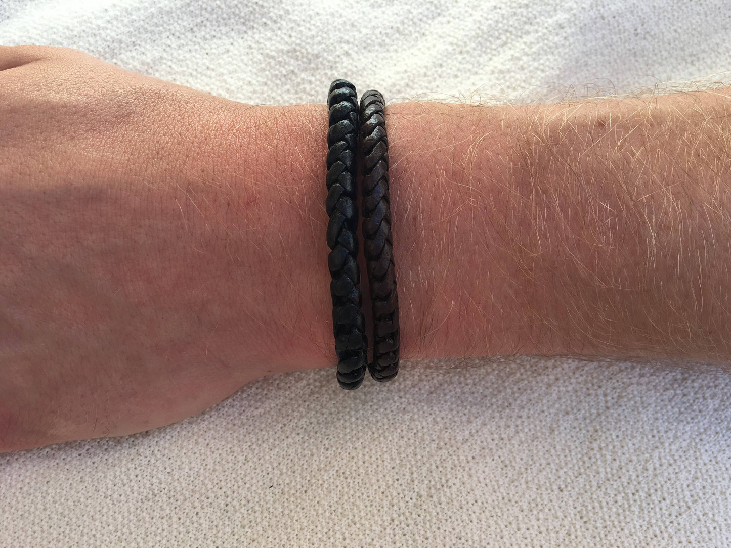 2 Black and 2 Brown Leather Bracelets