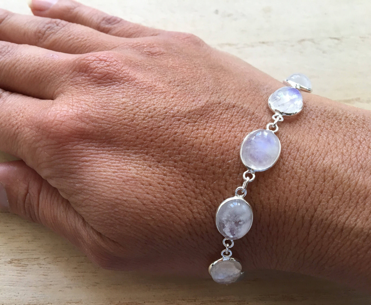 Moonstone sterling silver bracelet Oval