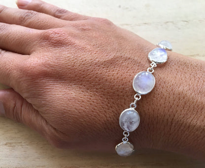 Moonstone sterling silver bracelet Oval