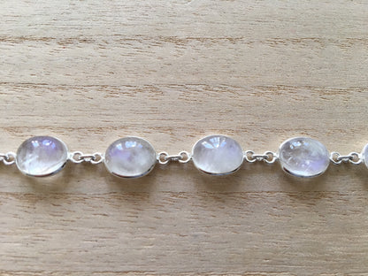 Moonstone sterling silver bracelet Oval