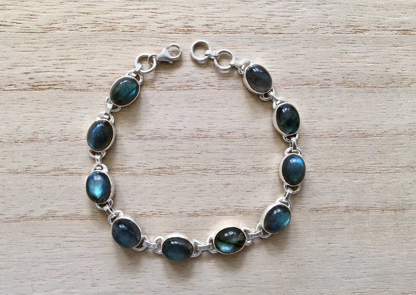 Labradorite sterling silver bracelet Oval