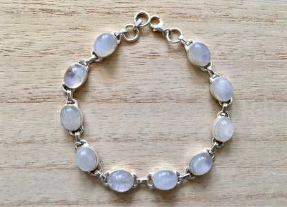 Moonstone sterling silver bracelet Oval