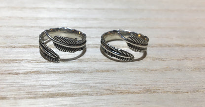 Feather sterling silver ring, Adjustable feather sterling silver ring, Gift for her, Gift for him, Boho silver ring, Thumb silver ring