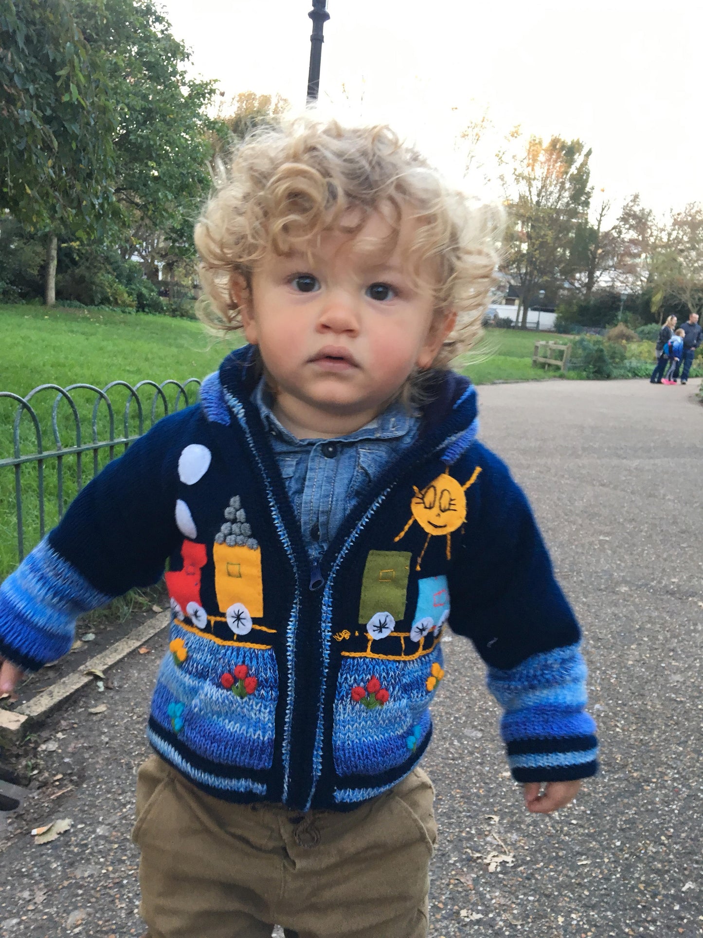 Train sweater boy/baby cardigan, Knitted  cardigan with train motifs,  Toddler pullover