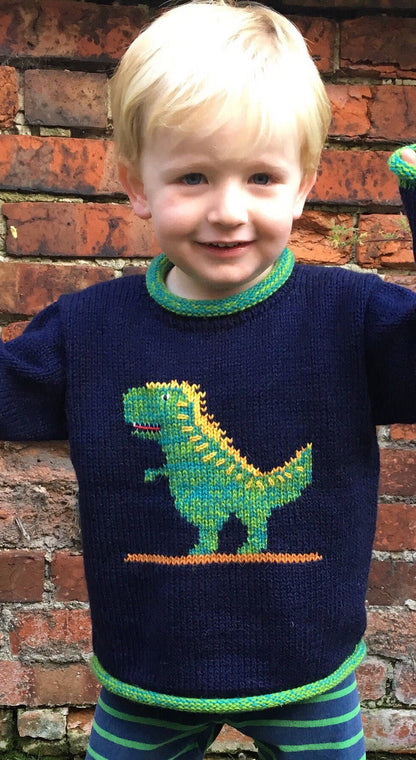 Tyrannosaurus Rex Dinosaur alpaca jumper, Boy Alpaca Jumper Dinosaur motif, Boy Alpaca Jumper Sweater Dinosaur motif,