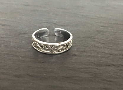 Leaf Midi ring, sterling silver midi ring, flower toe ring, boho midi ring, silver toe ring, adjustable midi and toe ring, pinki silver