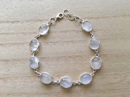 Moonstone sterling silver bracelet Oval