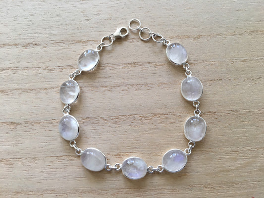 Moonstone sterling silver bracelet Oval