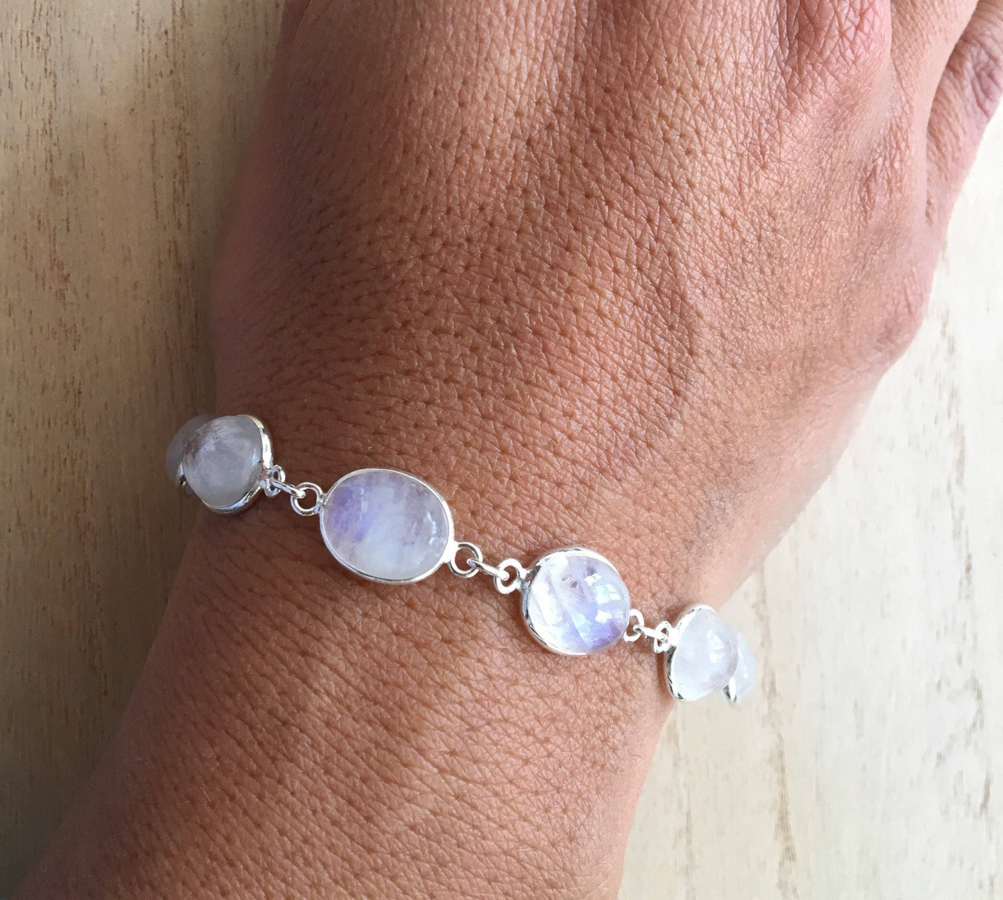 Moonstone sterling silver bracelet Oval