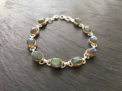 Labradorite sterling silver bracelet Oval